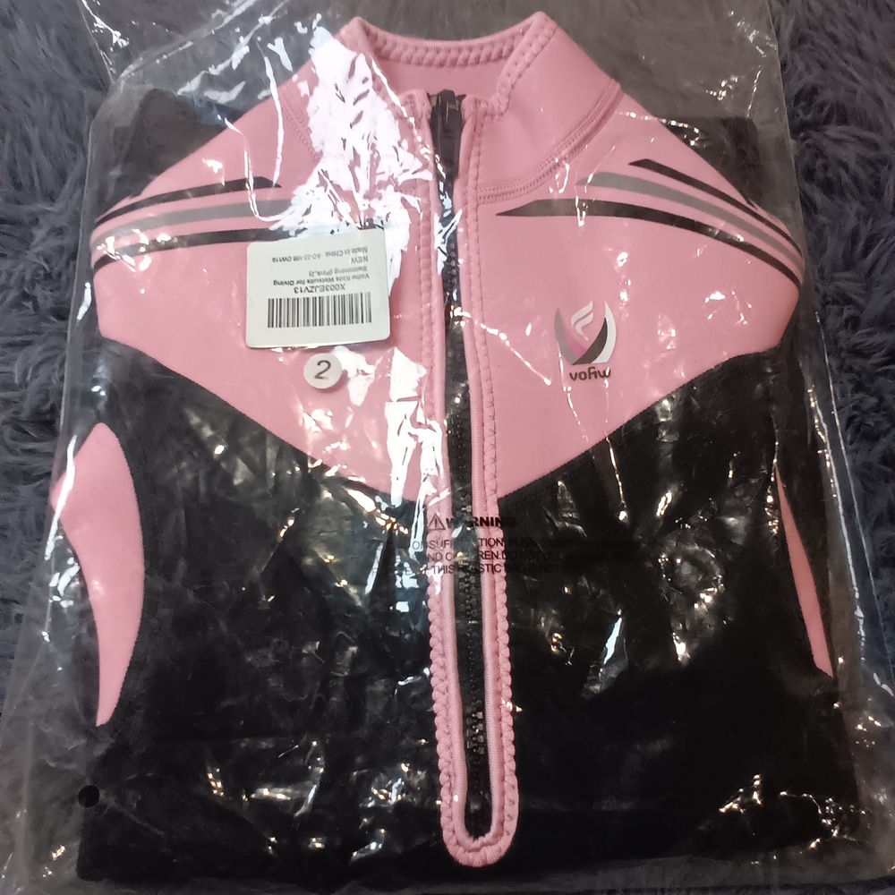 Vorfu Pink and Black Zip-Up Wetsuit Brand New